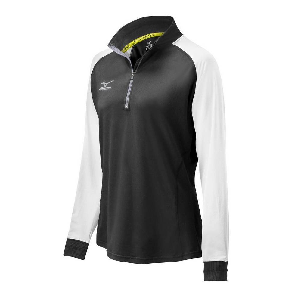 Mizuno Elite 9 Prime 1/2 Cipzáros Női Jacke Fekete/Fehér VKJ048932